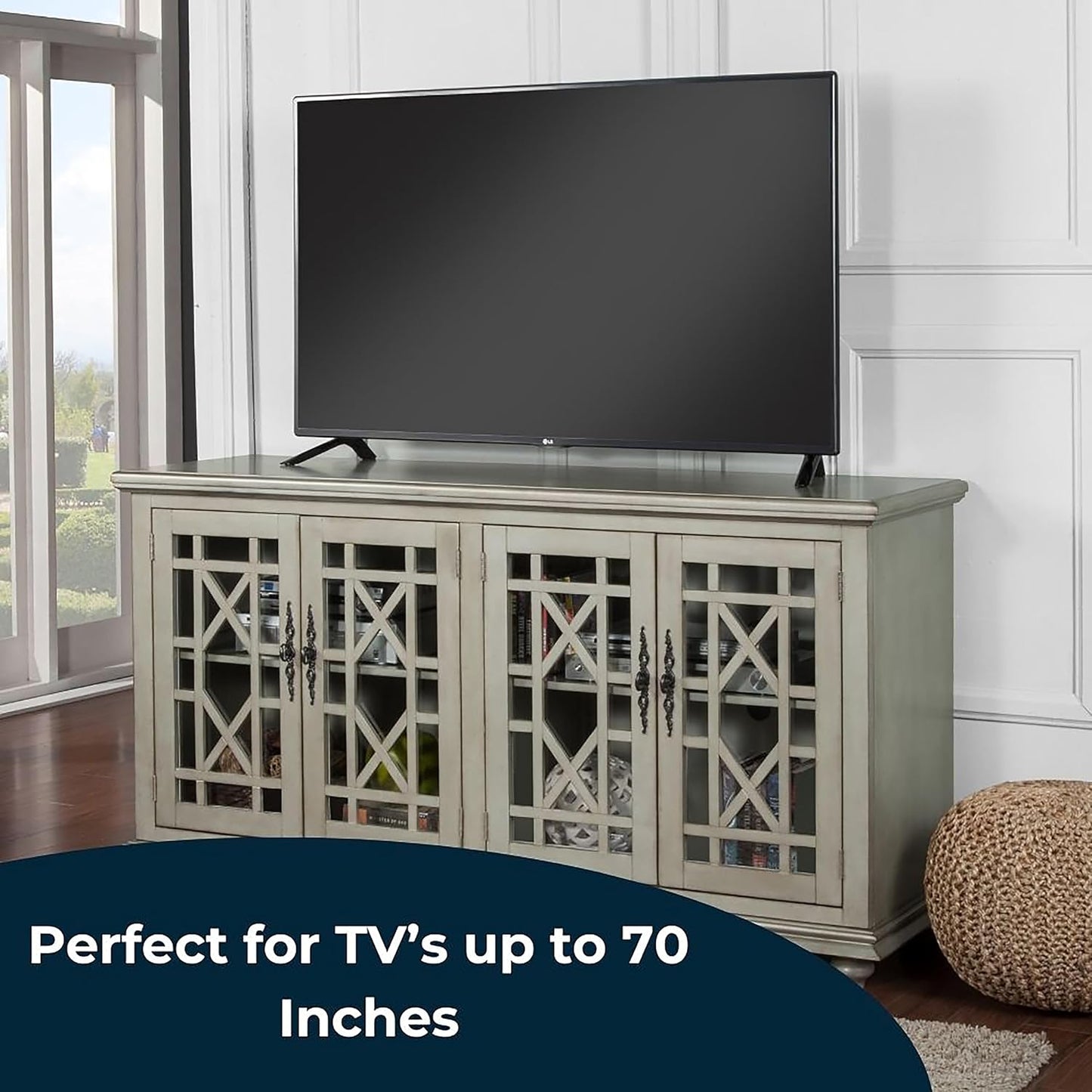 Marche 63" TV Stand, Antique Silver