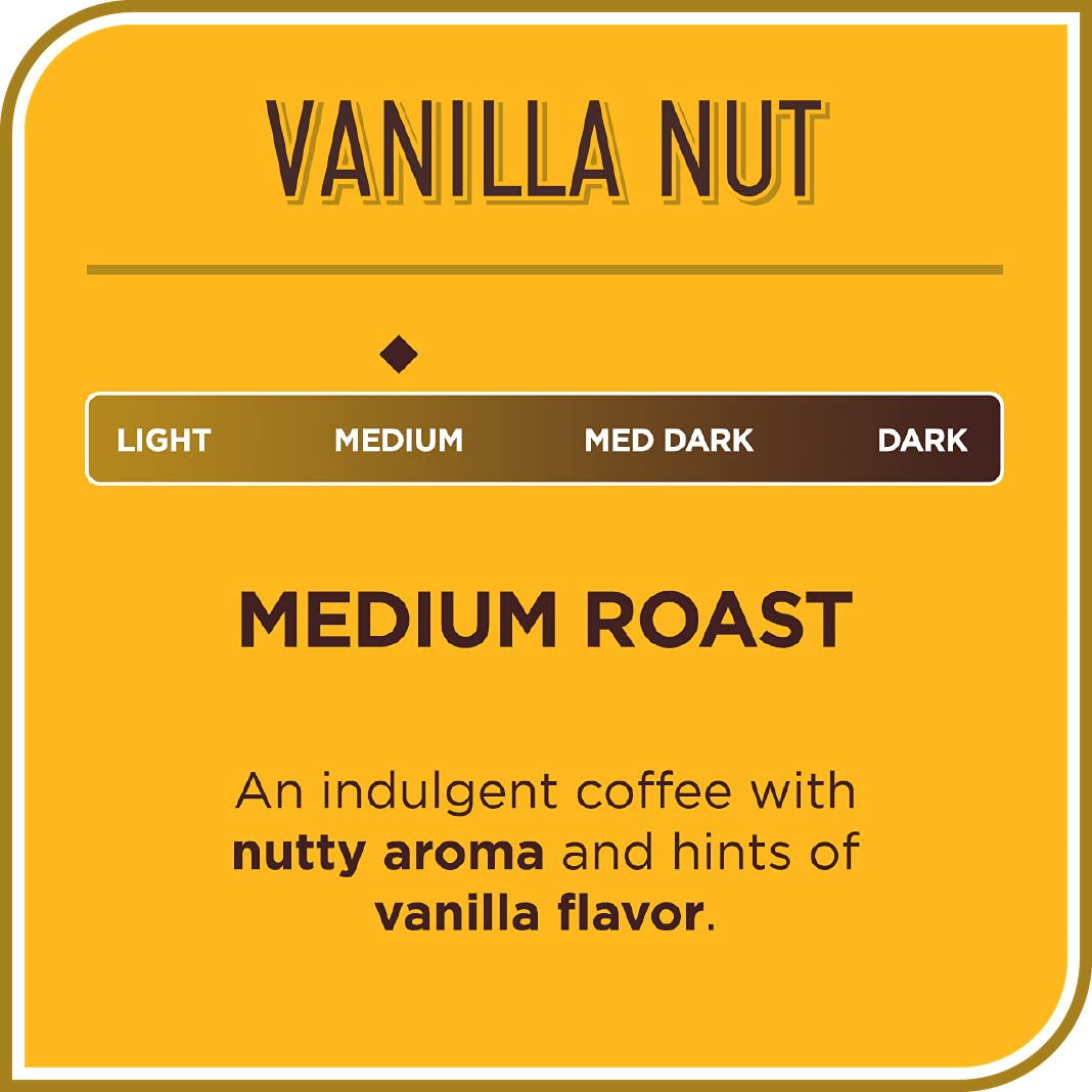 Vanilla Nut Flavored Medium Roast Coffee Pods - 55 Count - Recyclable Single-Serve Coffee Pods