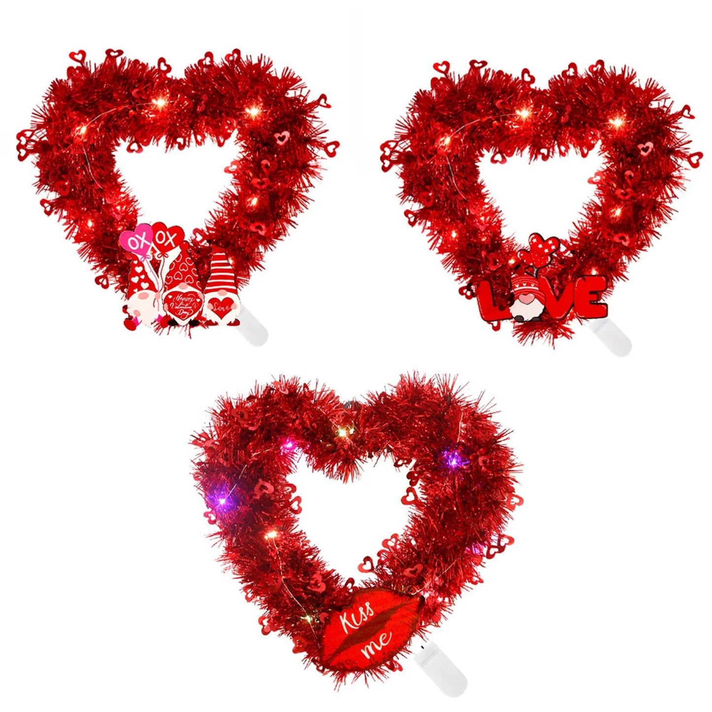 Valentine'S Day Love Garland Wedding Party Scene Layout Luminous Decoration Heart Shaped Garland Light String Diy