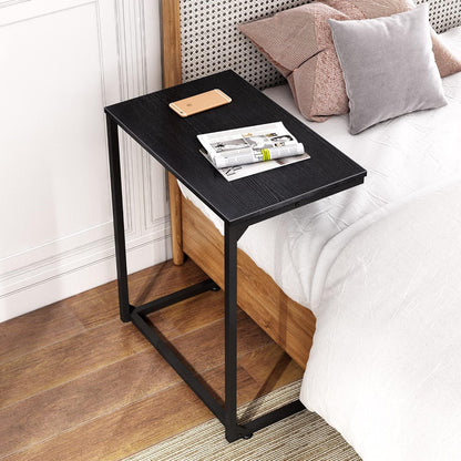 Side Table, C Shaped Wide End Table for Couch Sofa and Bed, Laptop Table, TV Tray, 26 Inch Tall, Black