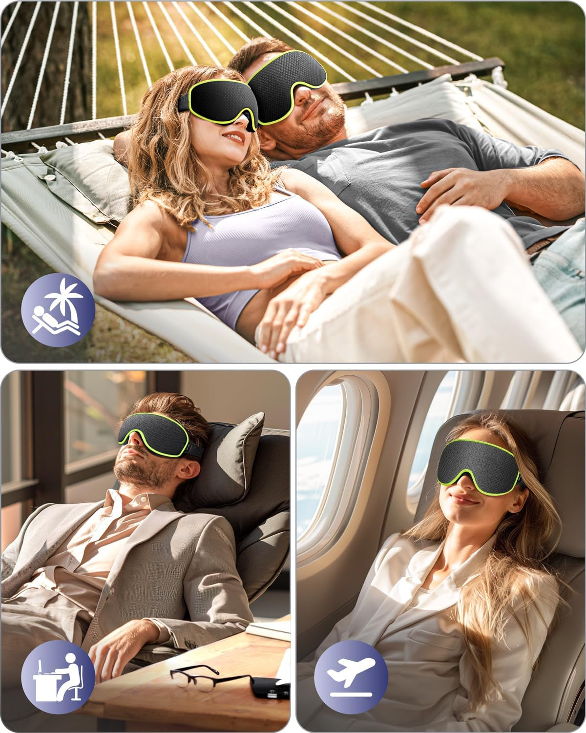 Sleep Mask for Women Men, Eye Mask Sleeping of 3D Light Blocking Blindfold (Neon Green)