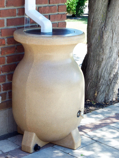 55 Gallons Rain Barrel Beige Eco-Friendly 210L Rain Water Collection Barrel Durable Corrosion-Resistant