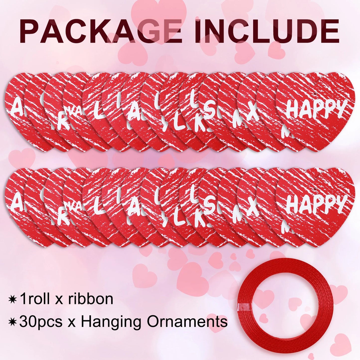 30Pcs Valentine'S Day Heart-Shaped Outdoor Hanging Tree Hanging Decoration Lawn Yard Decoration