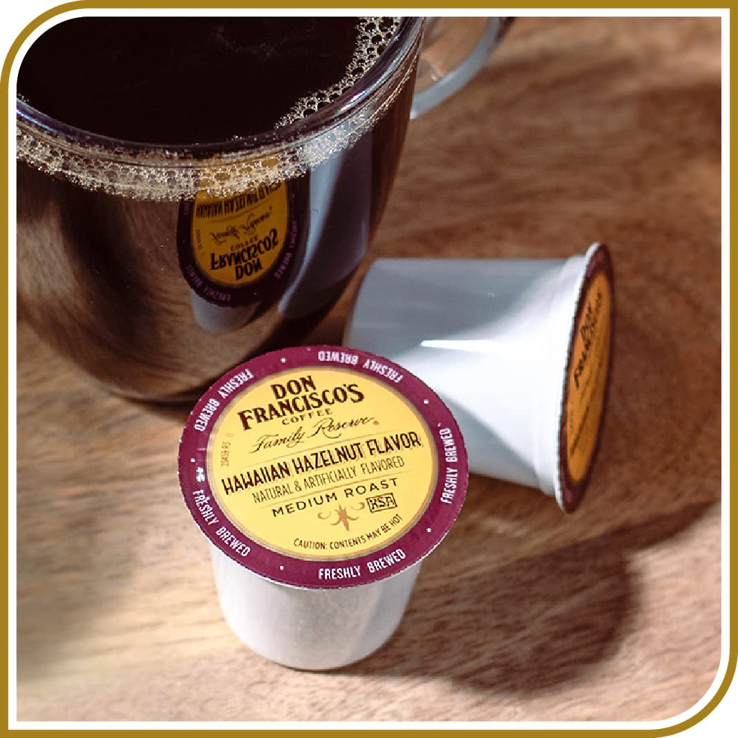 Don Francisco’S Hawaiian Hazelnut Flavored Medium Roast Coffee Pods - 100 Count - Recyclable Single-Serve Coffee Pods, Compatible with Your K- Cup Keurig Coffee Maker (Including 2.0)