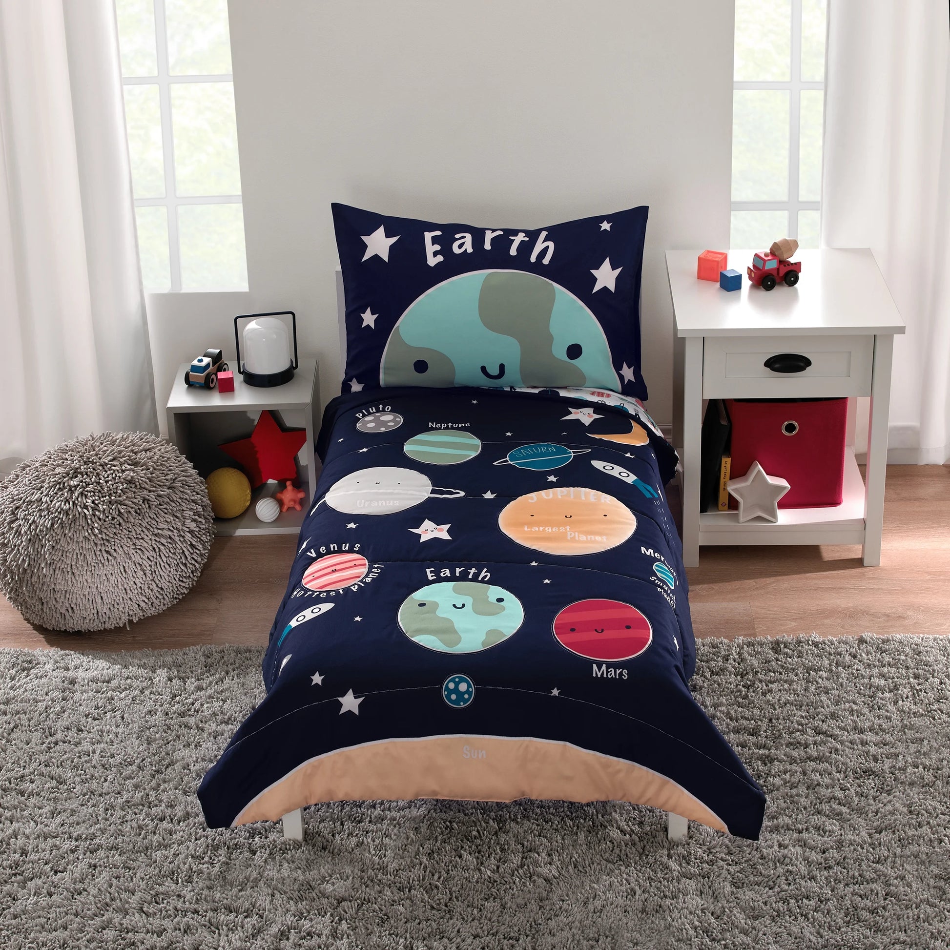 Space Glow-In-Dark 3-Pc Toddler Bed Set, Comforter, Sheet, Pillowcase