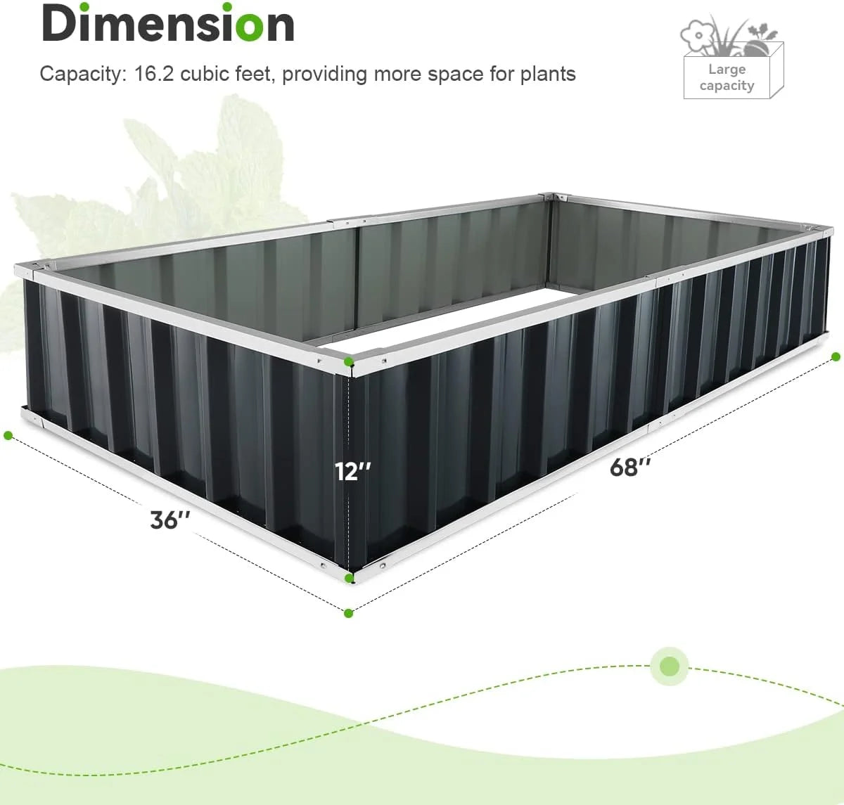 68"X 36"X 12" 2-Pack Raised Garden Bed, Easy for DIY Different Size Galvanized Steel Metal Planter Kit Box, 17 Cu. Ft. X2