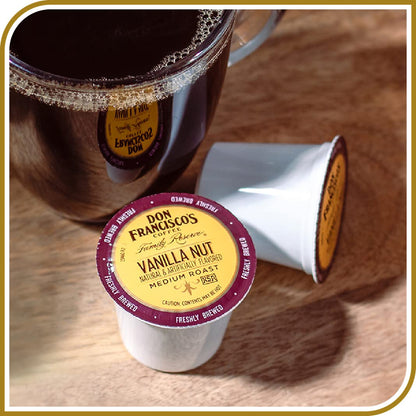 Vanilla Nut Flavored Medium Roast Coffee Pods - 55 Count - Recyclable Single-Serve Coffee Pods